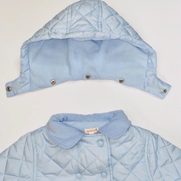 Gocco Quilted Baby Blue Jacket with detachable hood Size 18-24 months - Picture 4 of 6